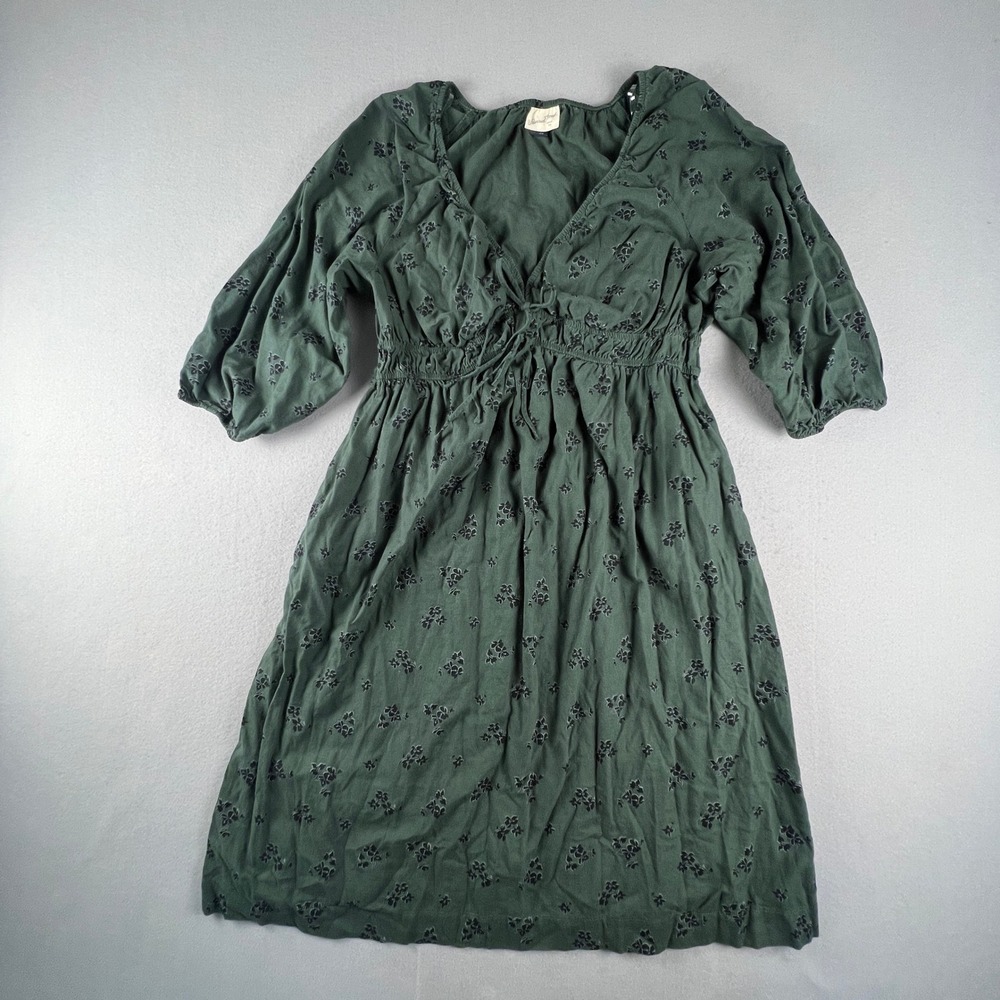 Universal Thread Midi Dress Womens XXL Green Floral Linen Blend Boho Cottagecore - Picture 10 of 16